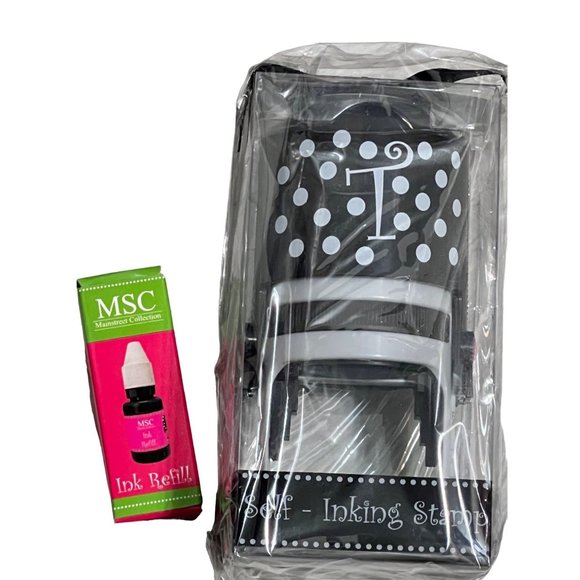 Mainstreet Collection self inking stamp monogram initial refill ink B F L M S T - Picture 3 of 15